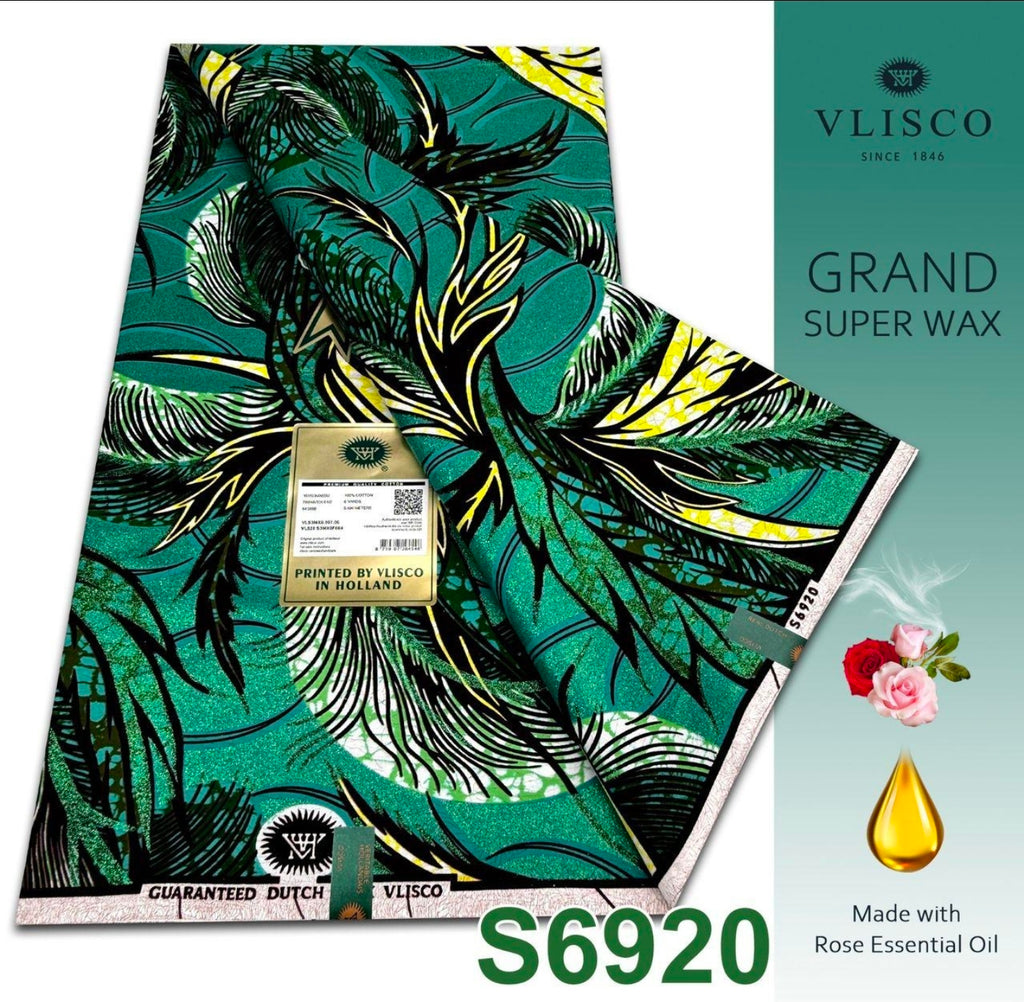 Vlisco Dutch Grand Super Wax Cotton Fabric 6 YDS Original