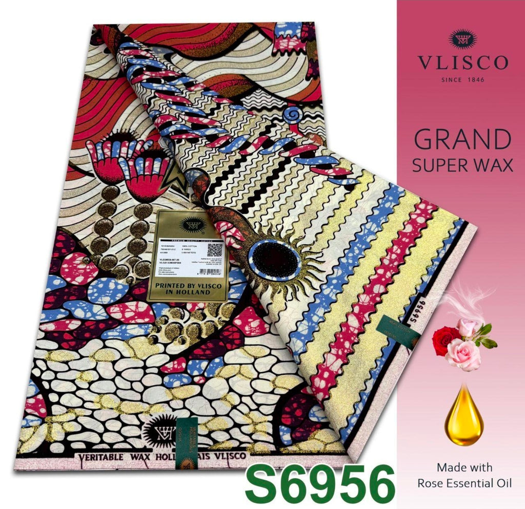 Vlisco Dutch Grand Super Wax Cotton Fabric 6 YDS Original